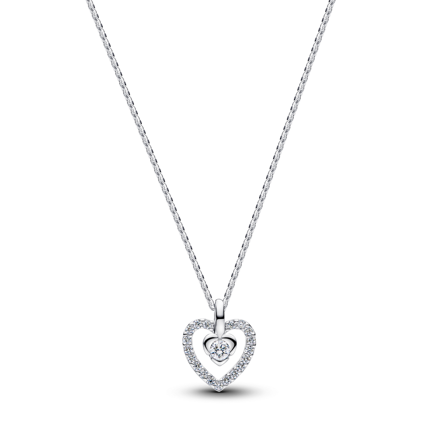 Pandora Talisman Sterling Silver Lab-Grown Diamond Heart Pendant Necklace