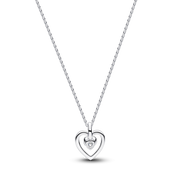Pandora Talisman Sterling Silver Lab-Grown Diamond Heart Pendant Necklace