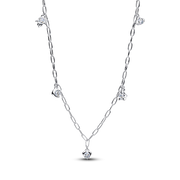 Pandora Talisman Sterling Silver Lab-Grown Diamond Dangle Symbols Paperclip Chain Necklace