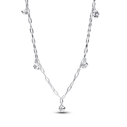 Pandora Talisman Sterling Silver Lab-Grown Diamond Dangle Symbols Paperclip Chain Necklace