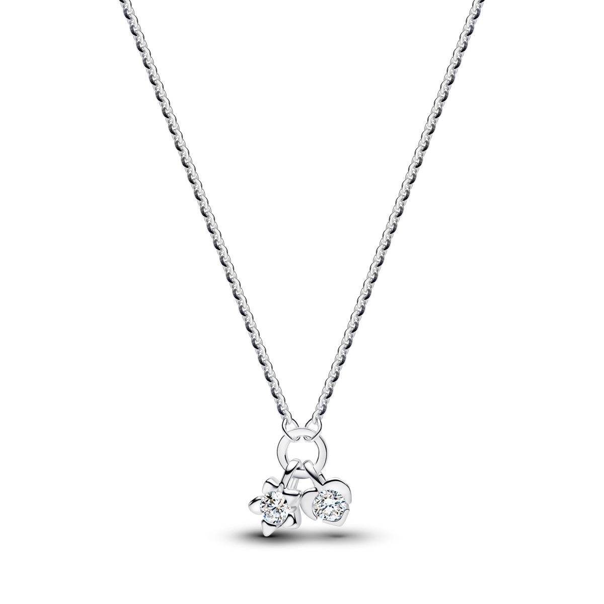 Pandora Talisman Sterling Silver Lab-Grown Diamond Heart & Star Dangle Pendant Necklace