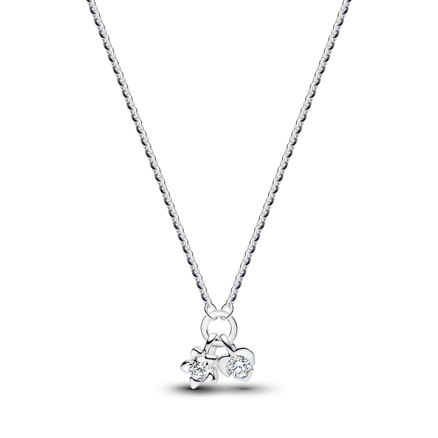 Pandora Talisman Sterling Silver Lab-Grown Diamond Heart & Star Dangle Pendant Necklace