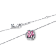 Herbarium Sparkling Pink Flower Pendant Necklace