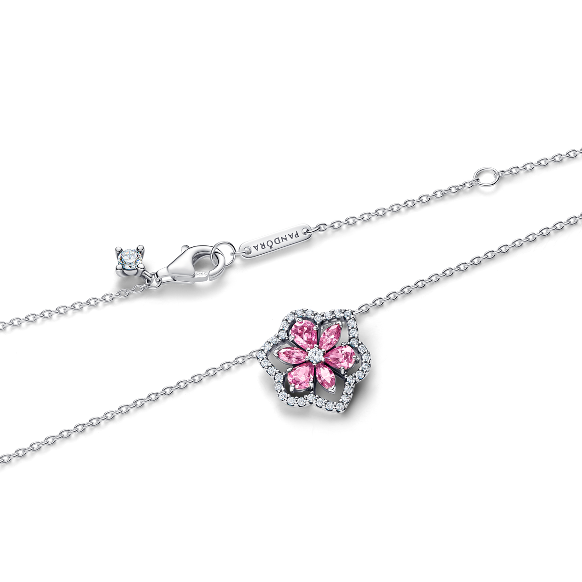 Herbarium Sparkling Pink Flower Pendant Necklace