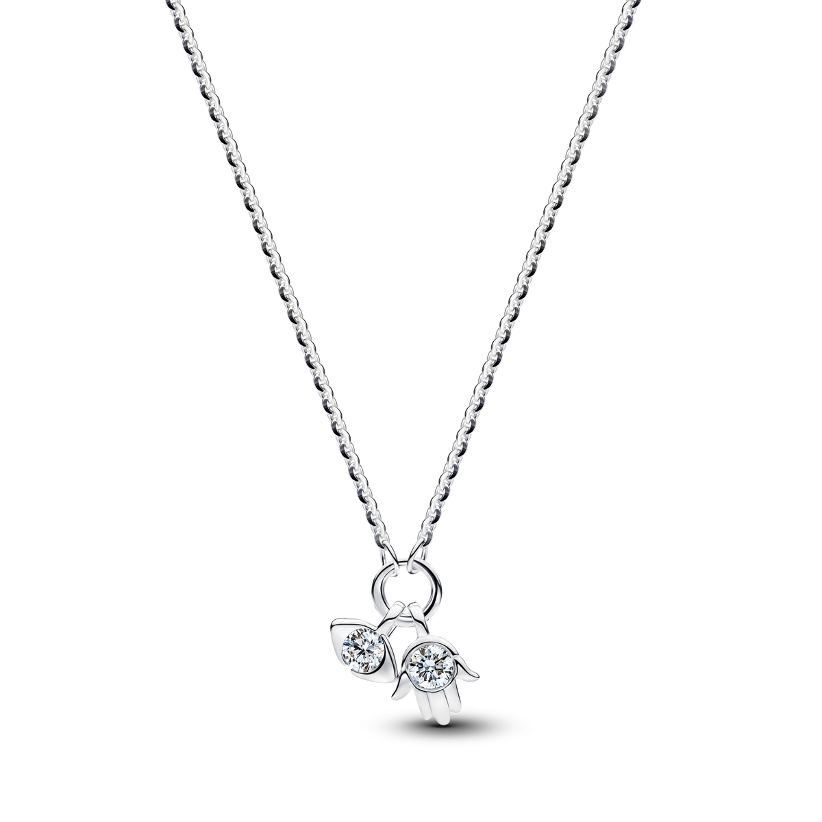 Pandora Talisman Sterling Silver Lab-Grown Diamond Evil Eye & Hamsa Hand Dangle Pendant Necklace