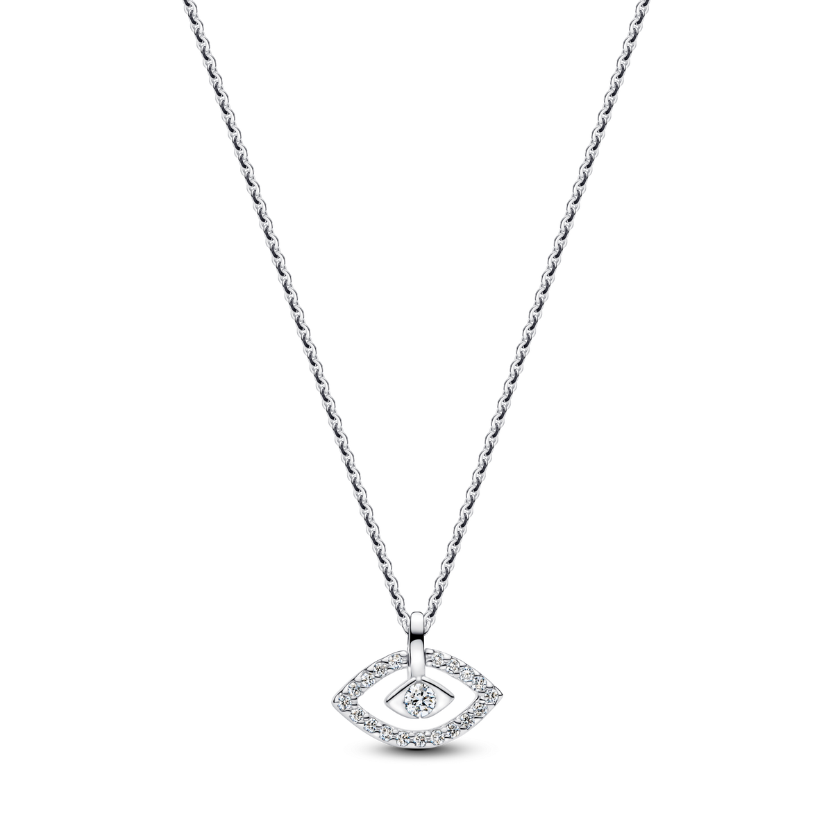 Pandora Talisman Sterling Silver Lab-Grown Diamond Evil Eye Pendant Necklace