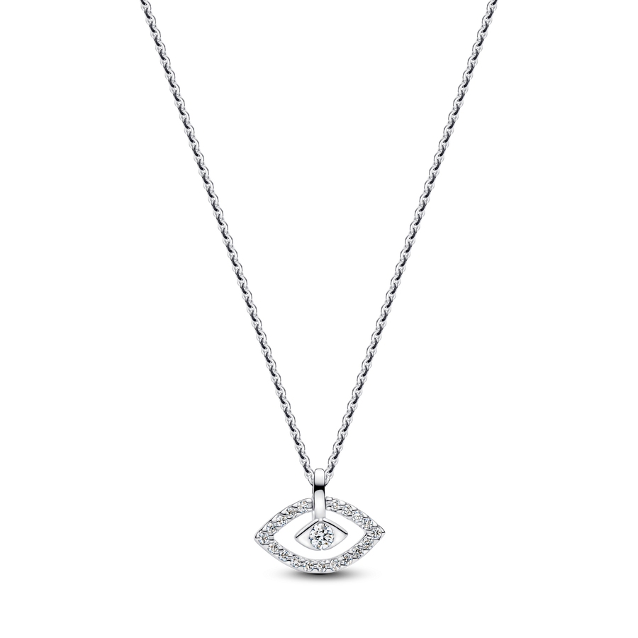 Pandora Talisman Sterling Silver Lab-Grown Diamond Evil Eye Pendant Necklace