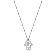 Pandora Talisman Sterling Silver Lab-Grown Diamond Hamsa Hand Pendant Necklace
