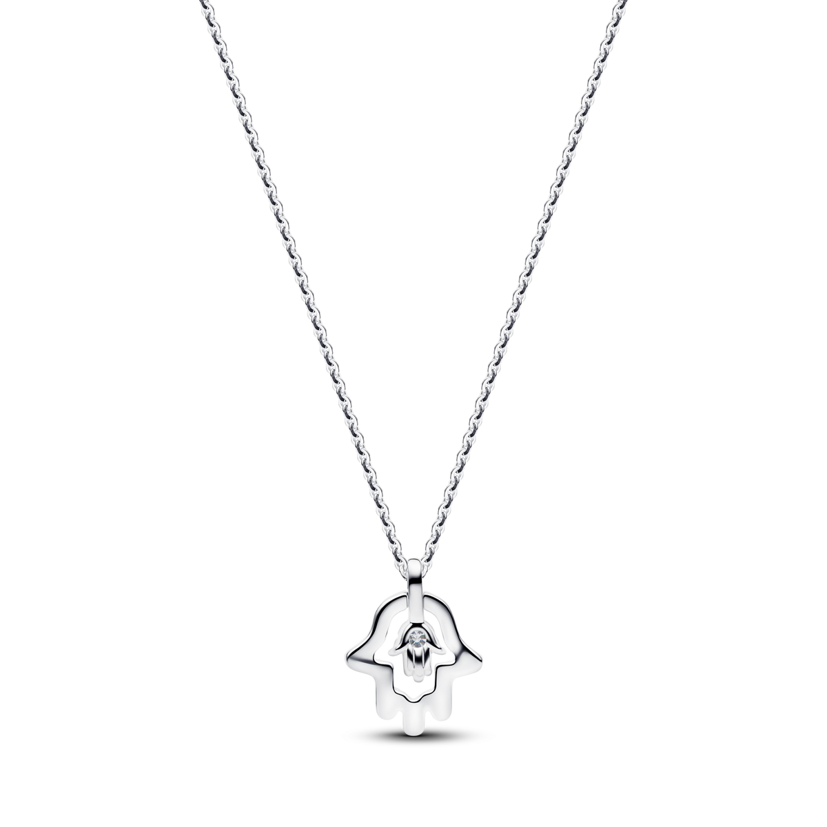 Pandora Talisman Sterling Silver Lab-Grown Diamond Hamsa Hand Pendant Necklace