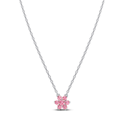 Sparkling Pink Flower Pendant Necklace