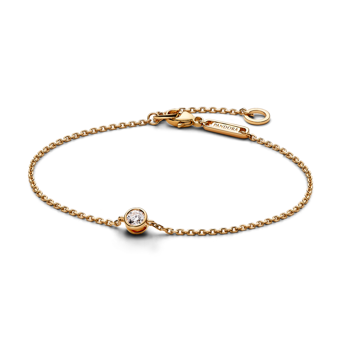 Pandora Era Bezel 14k Gold Lab-grown Diamond Chain Bracelet