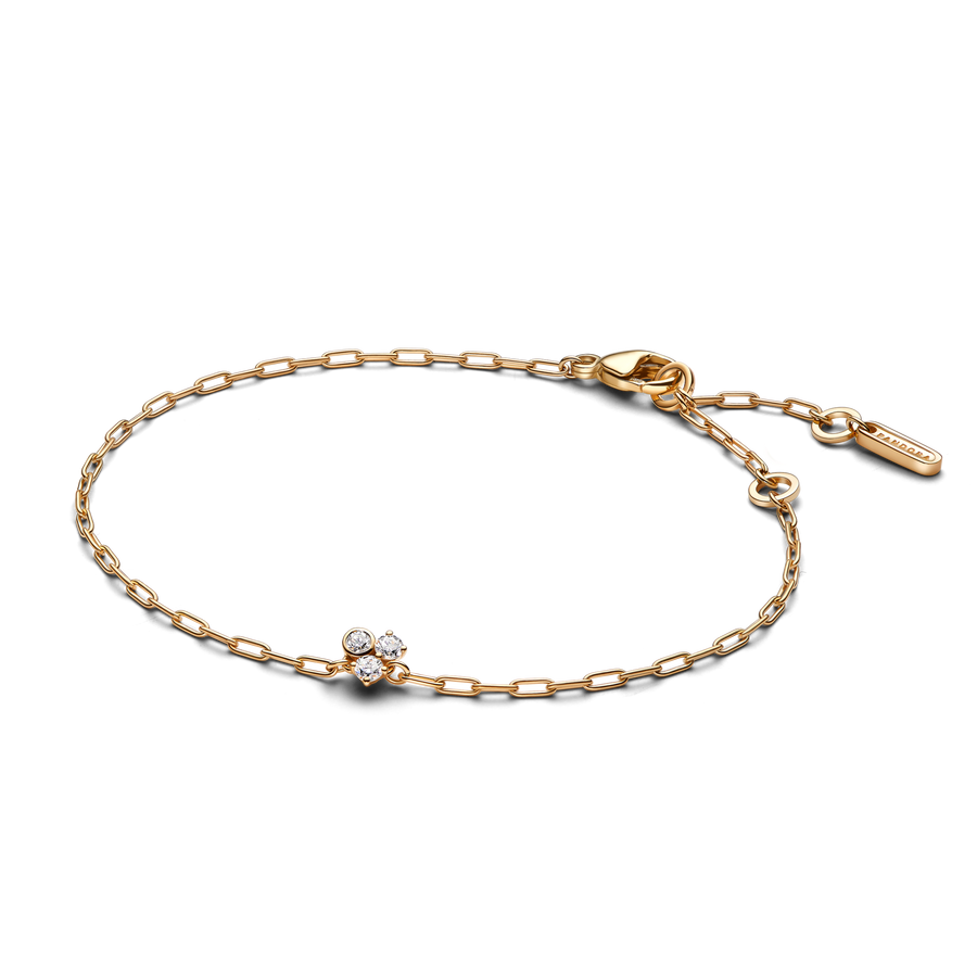 Pandora Era Bezel Lab-Grown Diamond Cluster Paperclip Chain Bracelet