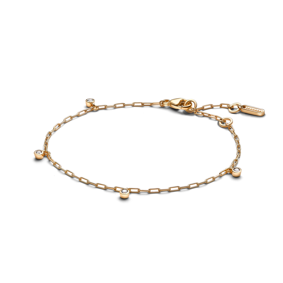 Pandora Era Bezel Lab-Grown Diamond Dangle Paperclip Chain Bracelet