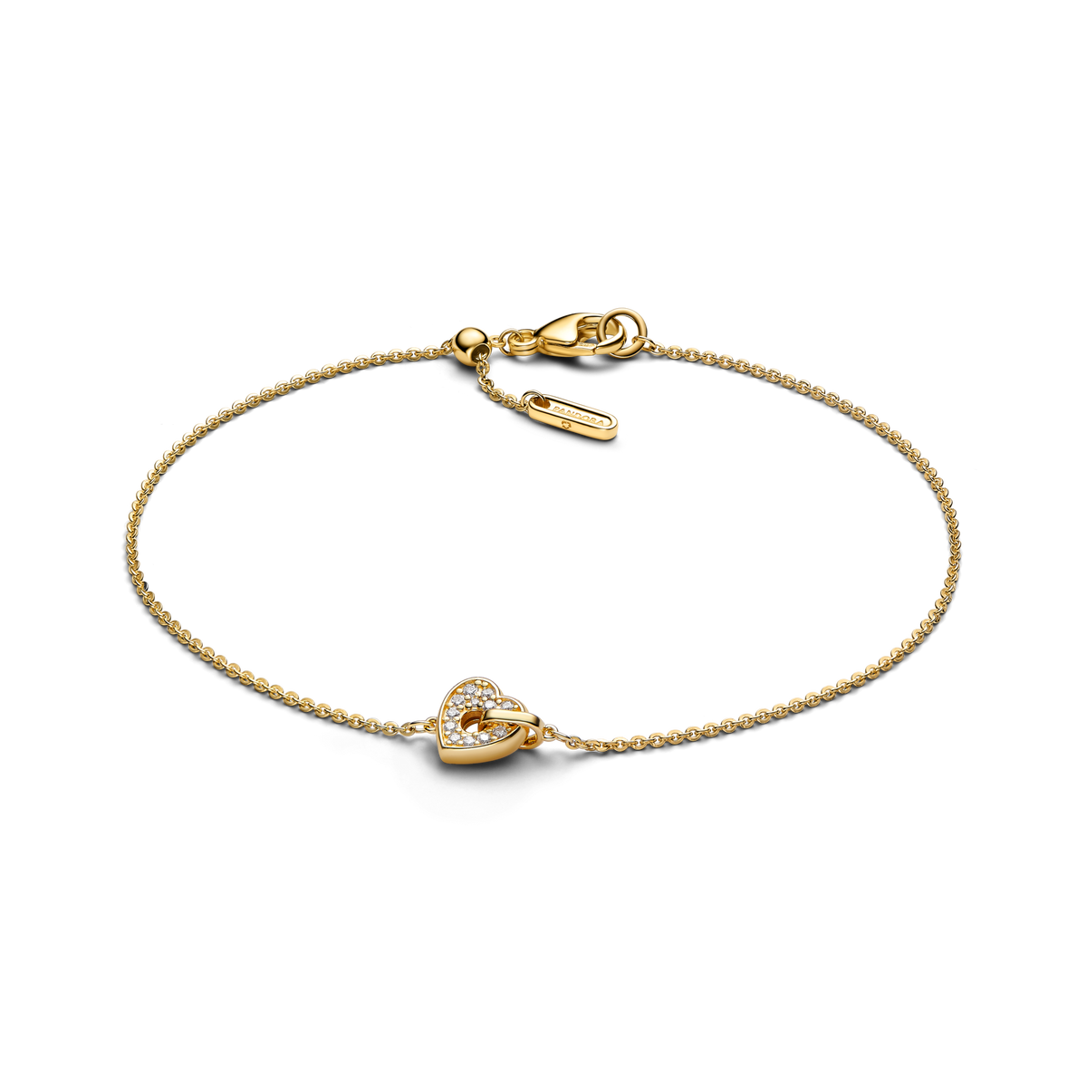 Pandora Talisman 14k Gold Lab-grown Diamond Pavé Heart Chain Bracelet