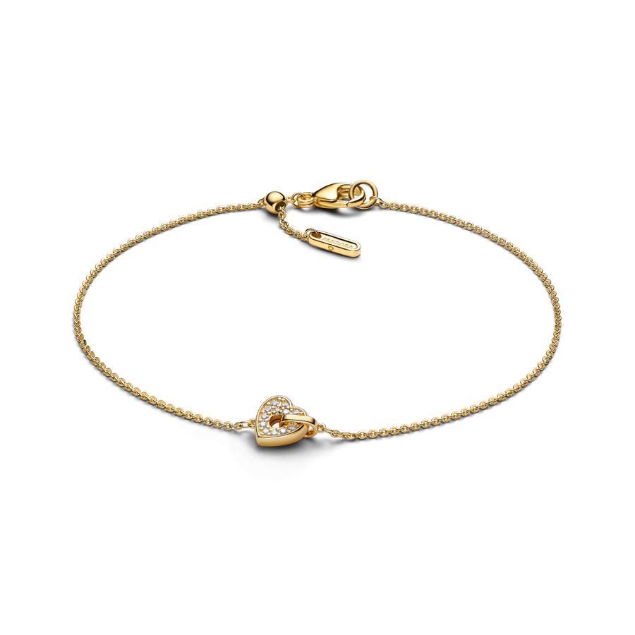 Pandora Talisman 14k Gold Lab-grown Diamond Pavé Heart Chain Bracelet