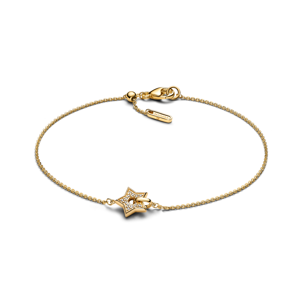 Pandora Talisman 14k Gold Lab-grown Diamond Pavé Star Chain Bracelet