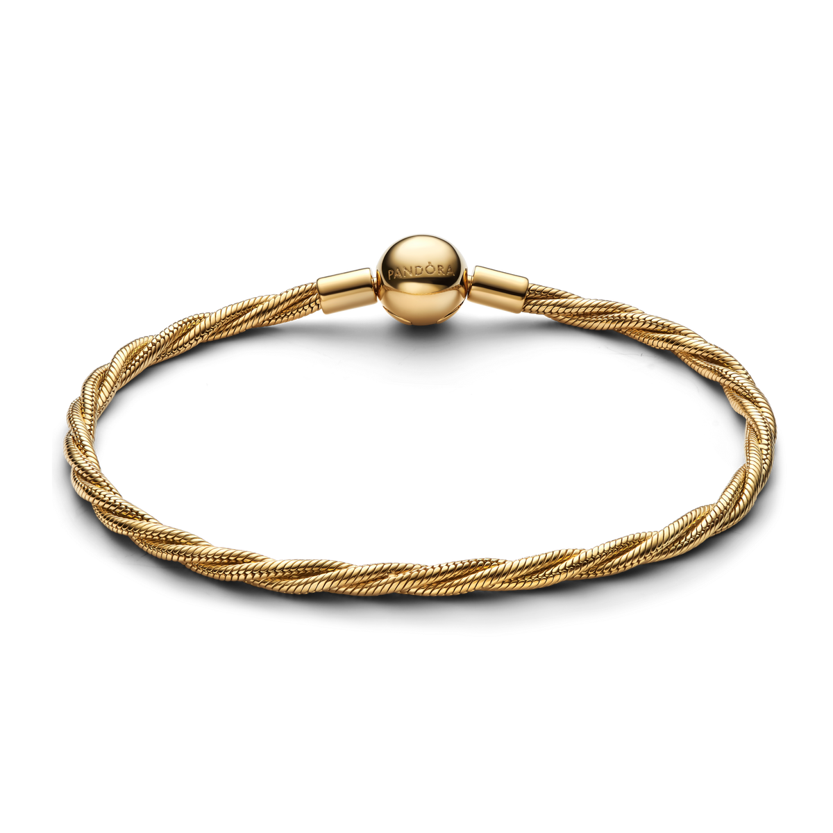 Round Pandora Clasp Twisted Snake Chain Bracelet