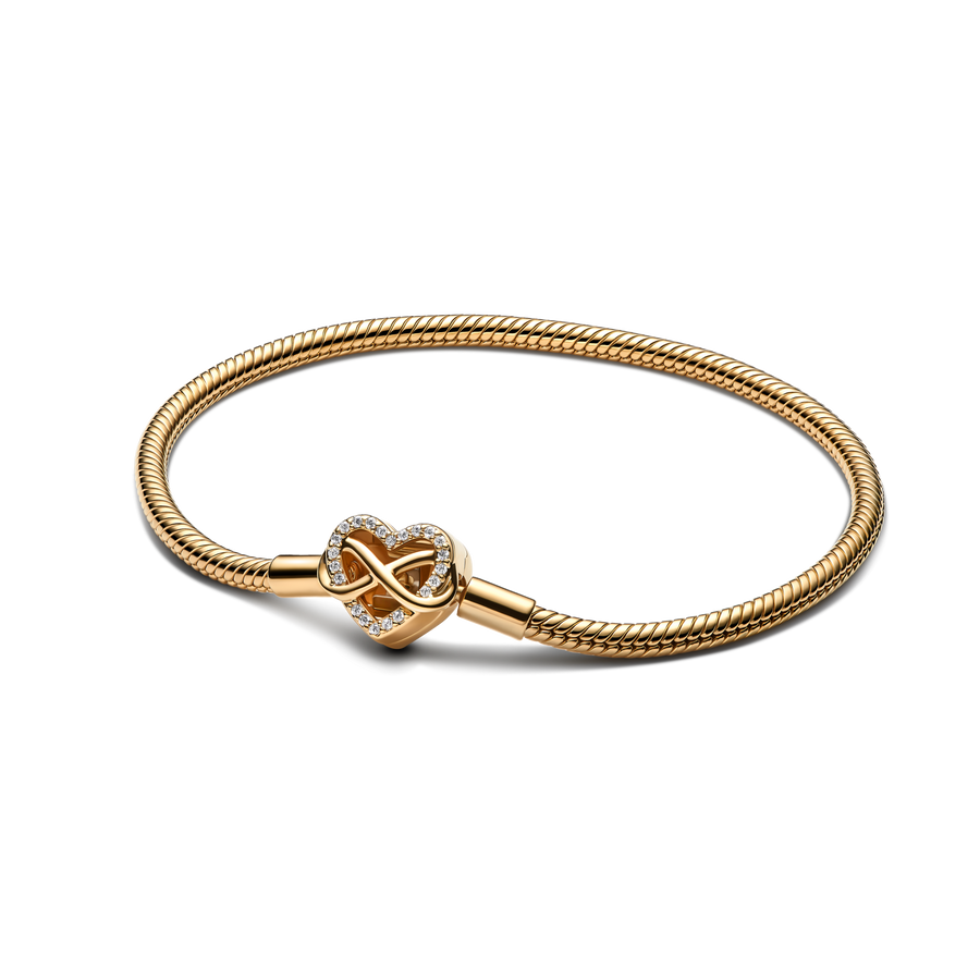 Sparkling Infinity Heart Clasp Snake Chain Bracelet