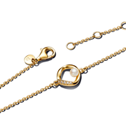 Organically Shaped Pavé Circle & Treated Freshwater Cultured Pearl Bracelet