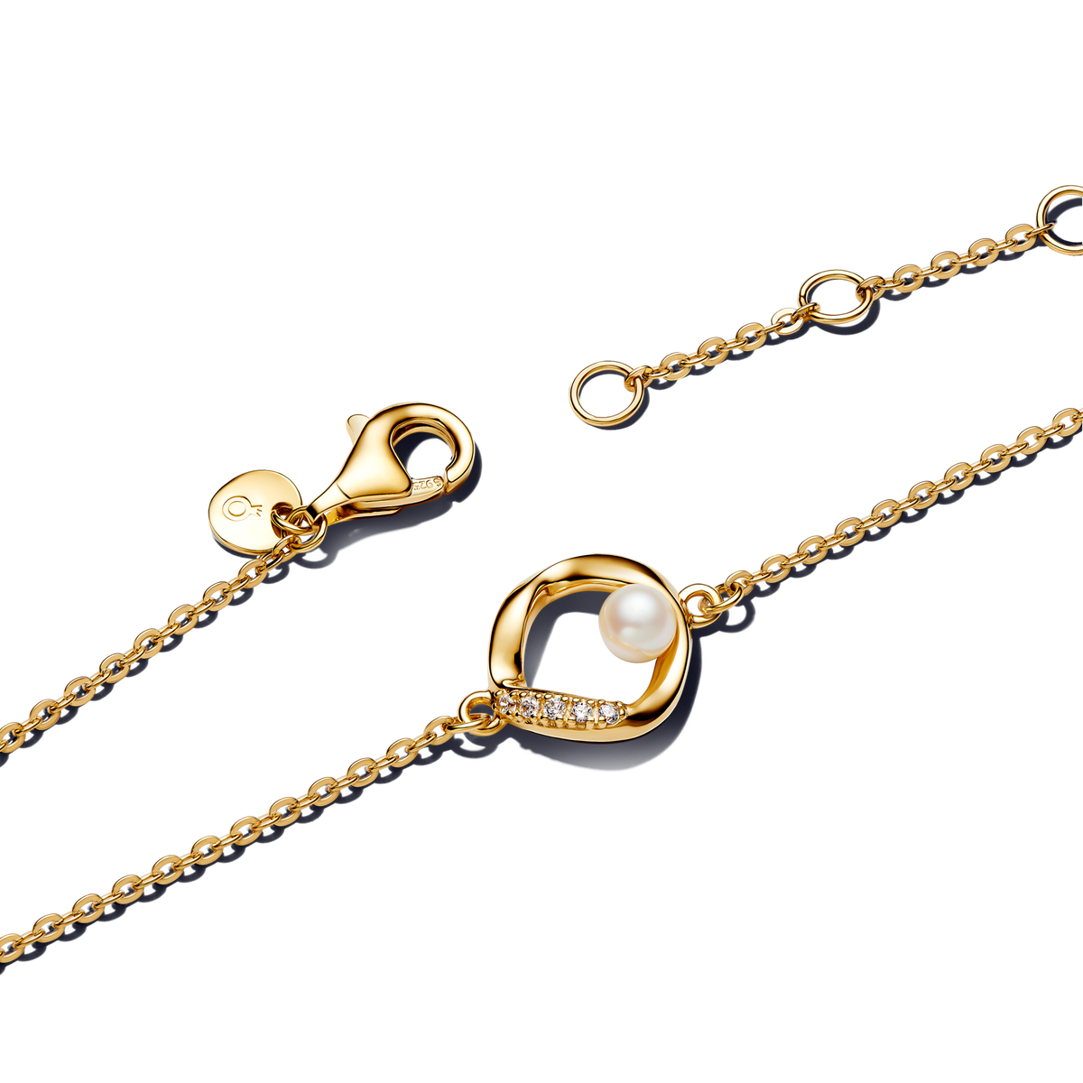Organically Shaped Pavé Circle & Treated Freshwater Cultured Pearl Bracelet