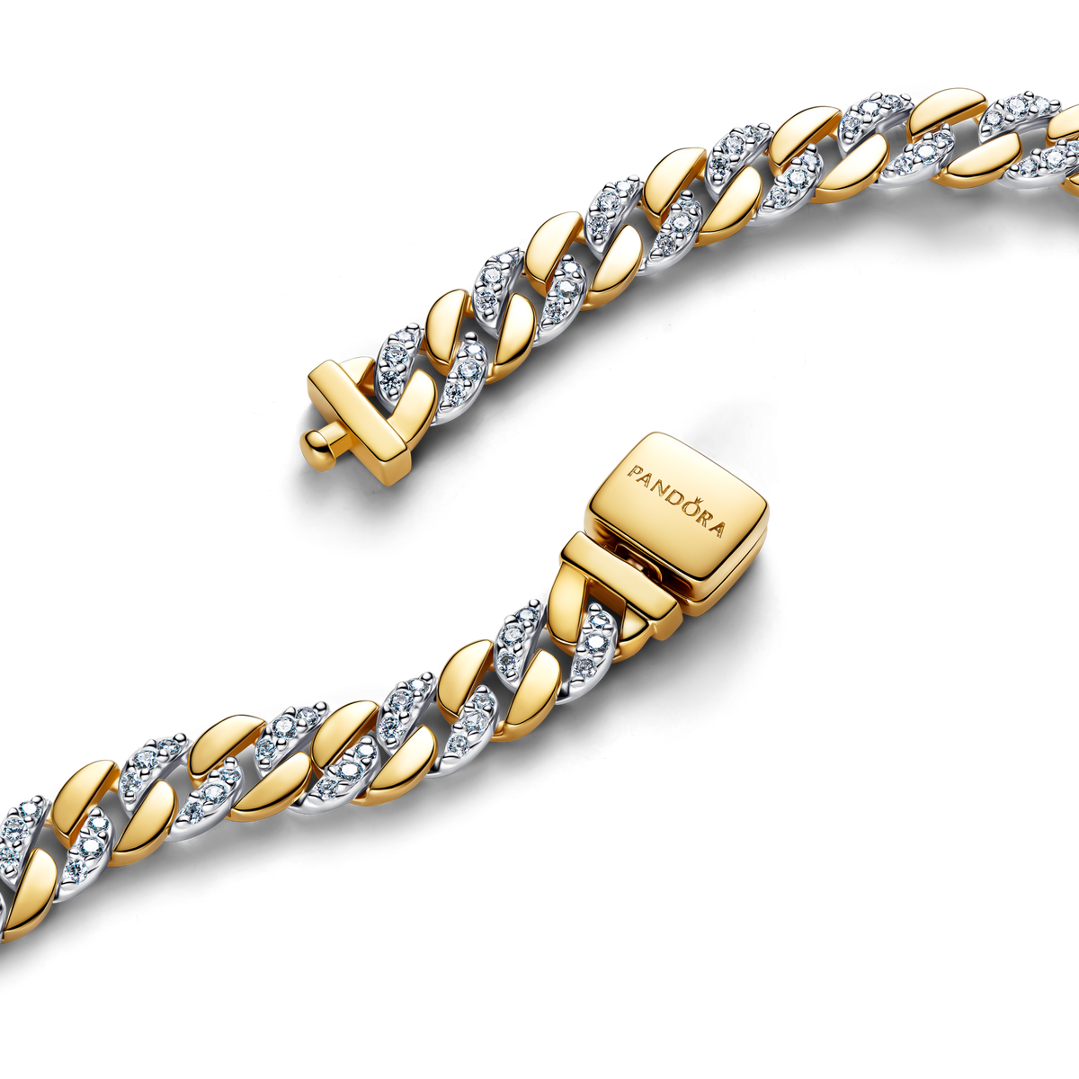 Two-tone Pavé Cuban Chain Bracelet
