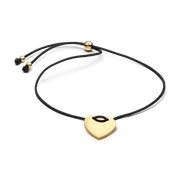 Engravable Heart Black Cord Slider Bracelet