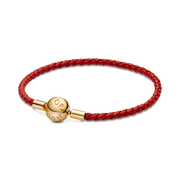 Pandora Moments Red Woven Leather Bracelet