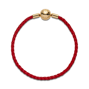 Pandora Moments Red Woven Leather Bracelet