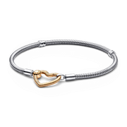Pandora Moments Heart Closure Snake Chain Bracelet
