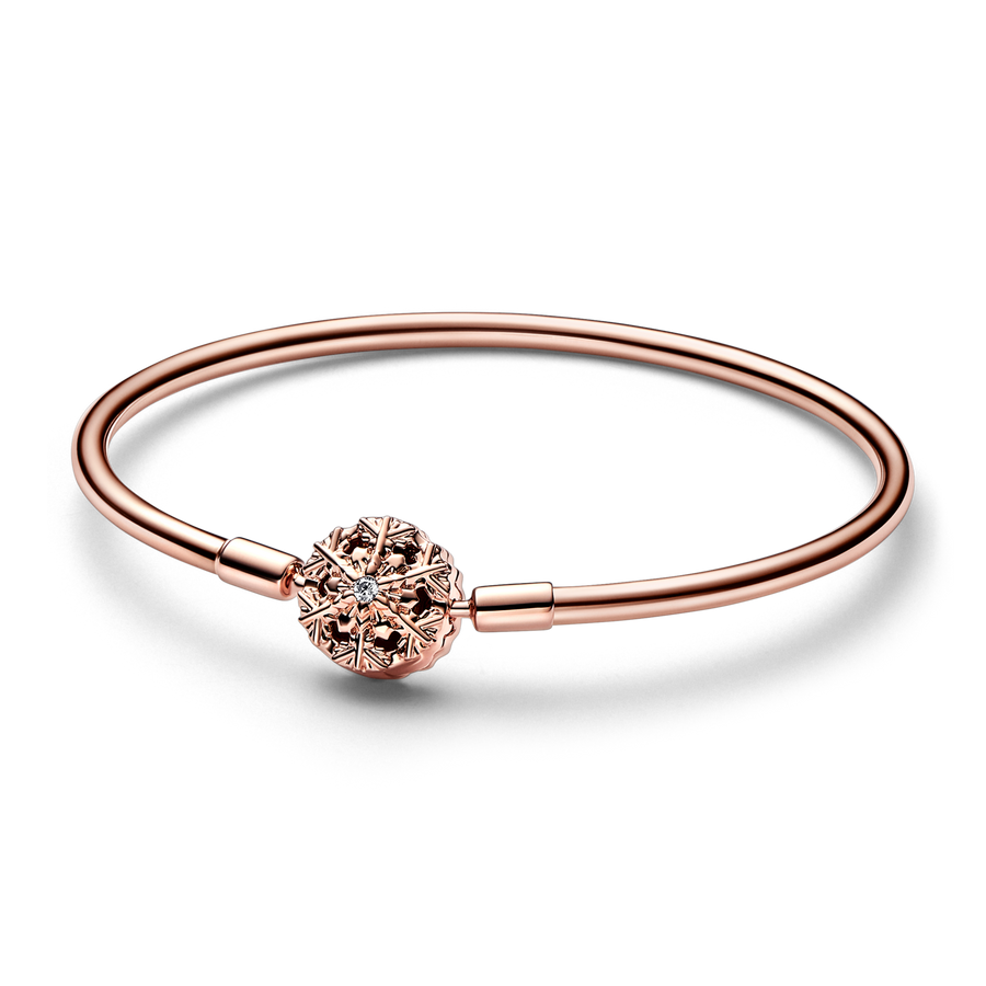 FINAL SALE - Pandora Moments Sparkling Snowflake Clasp Bangle