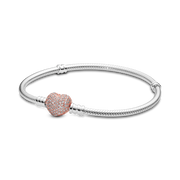 Pandora Moments Pavé Heart Clasp Snake Chain Bracelet