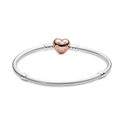Pandora Moments Pavé Heart Clasp Snake Chain Bracelet