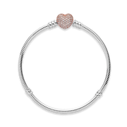 Pandora Moments Pavé Heart Clasp Snake Chain Bracelet