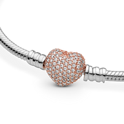 Pandora Moments Pavé Heart Clasp Snake Chain Bracelet