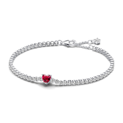 Red Sparkling Heart Tennis Bracelet