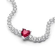 Red Sparkling Heart Tennis Bracelet