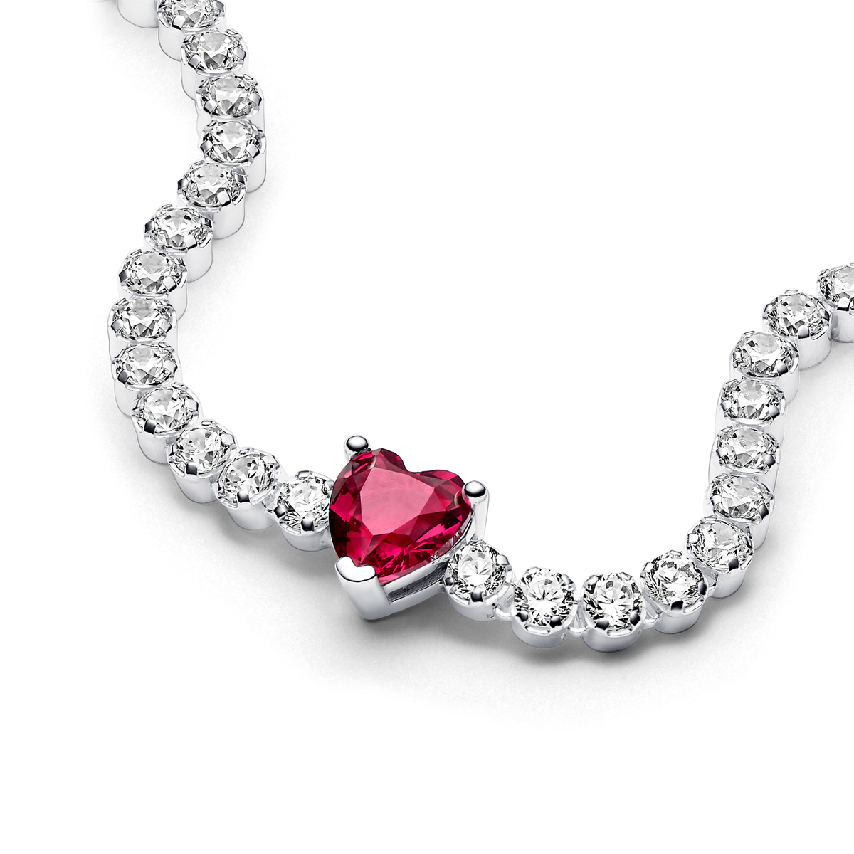 Red Sparkling Heart Tennis Bracelet