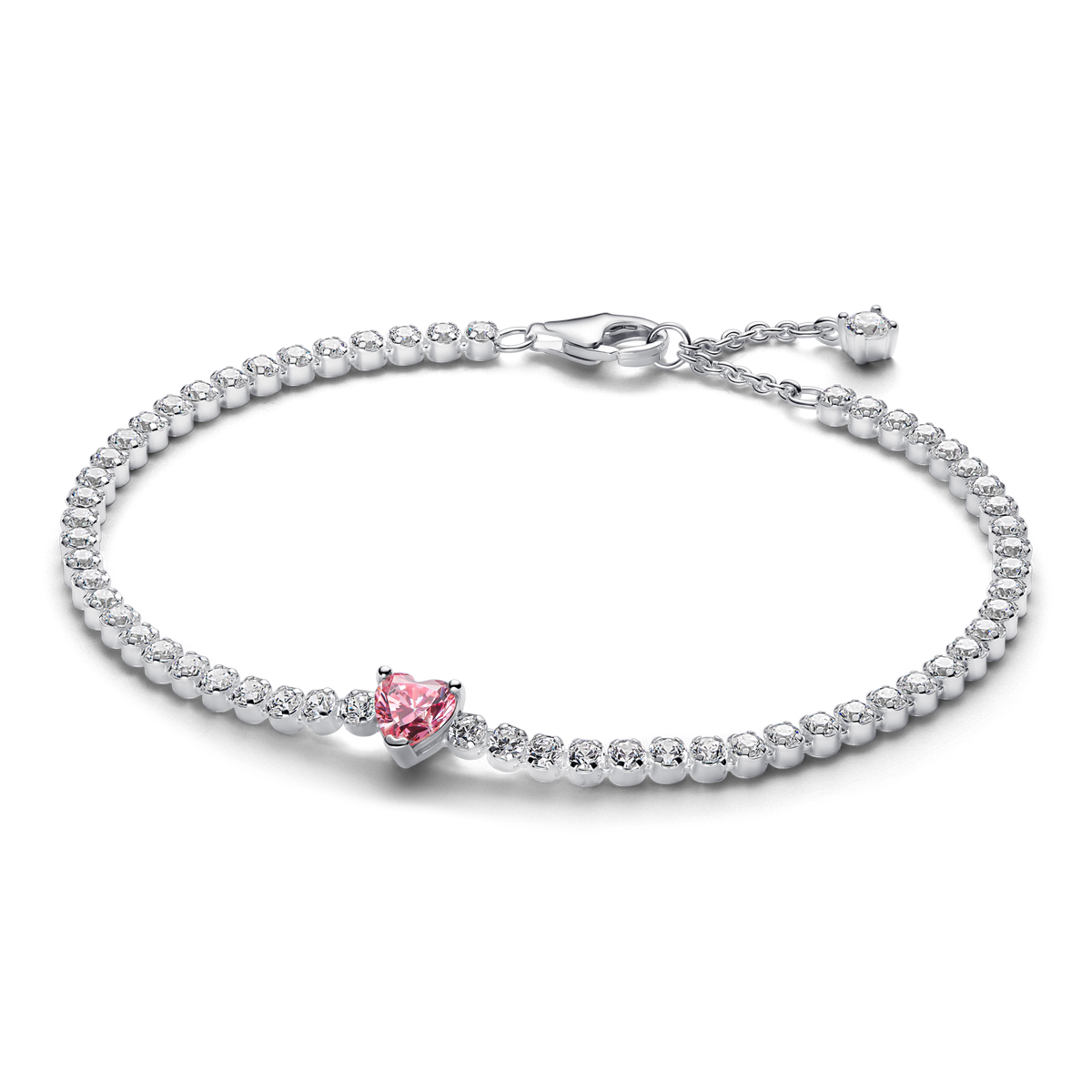 Pink Sparkling Heart Bracelet and Earring Set
