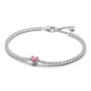 Pink Sparkling Heart Tennis Bracelet