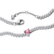 Pink Sparkling Heart Tennis Bracelet