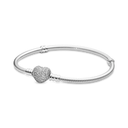 Moments Sparkling Heart & Snake Chain Bracelet