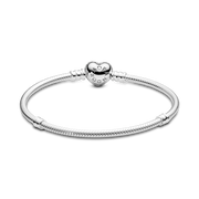 Moments Sparkling Heart & Snake Chain Bracelet