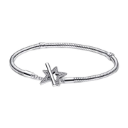 Pandora Moments Asymmetric Star T-bar Snake Chain Bracelet