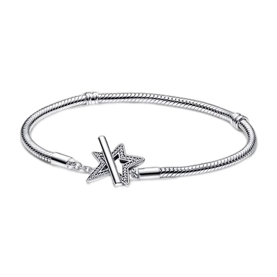 Pandora Moments Asymmetric Star T-bar Snake Chain Bracelet