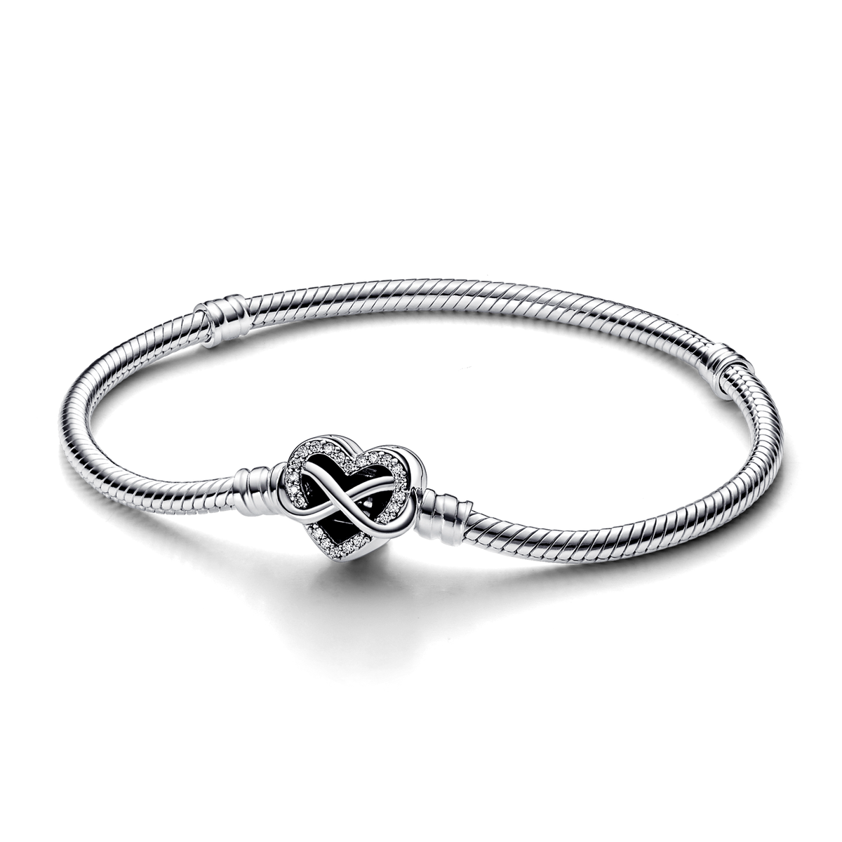 Pandora Moments Sparkling Infinity Heart Clasp Snake Chain Bracelet