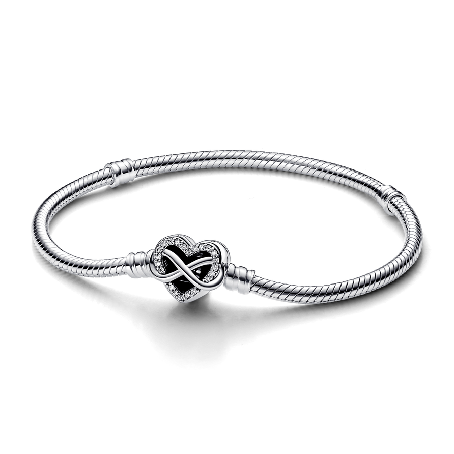 Pandora Moments Sparkling Infinity Heart Clasp Snake Chain Bracelet