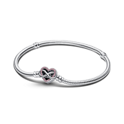 Sparkling Pink Infinity Heart Clasp Snake Chain Bracelet