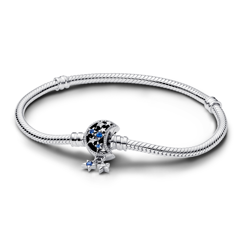 Pandora Moments Sparkling Moon Clasp Snake Chain Bracelet