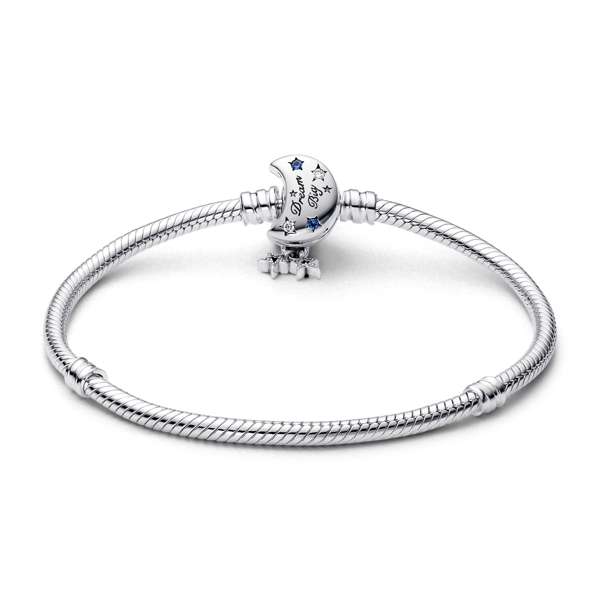 Pandora Moments Sparkling Moon Clasp Snake Chain Bracelet