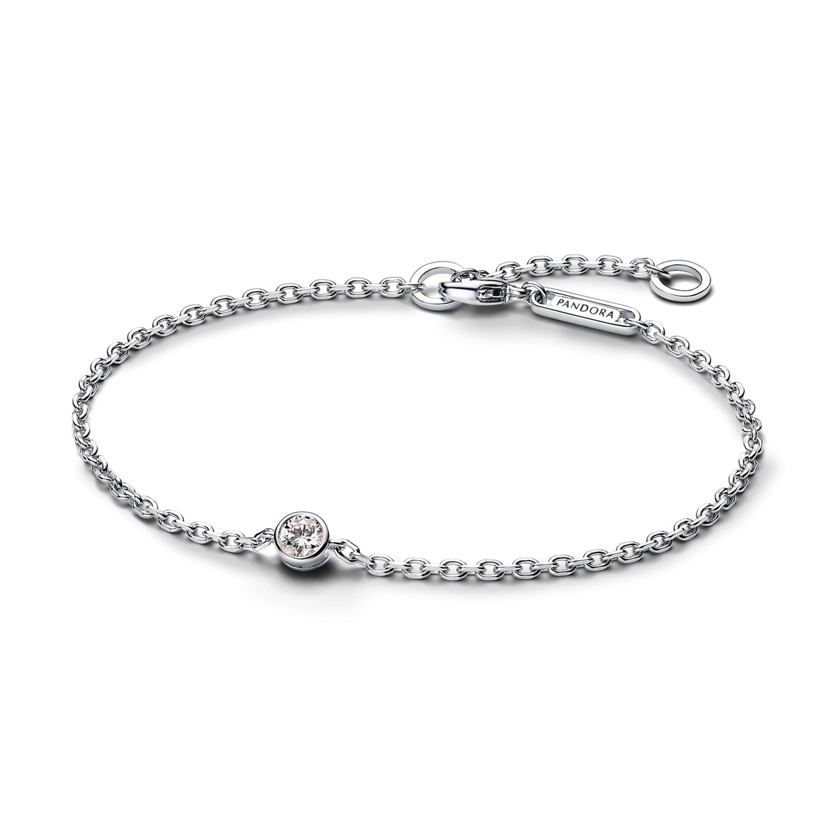 Pandora Era Bezel Sterling Silver Lab-grown Diamond Chain Bracelet